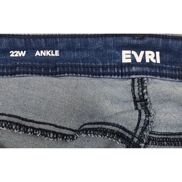 EVRI Womens Plus Jeans Midrise Ankle Raw Edge Hem Skinny Stretch Plus Sz 22W - Picture 4 of 8